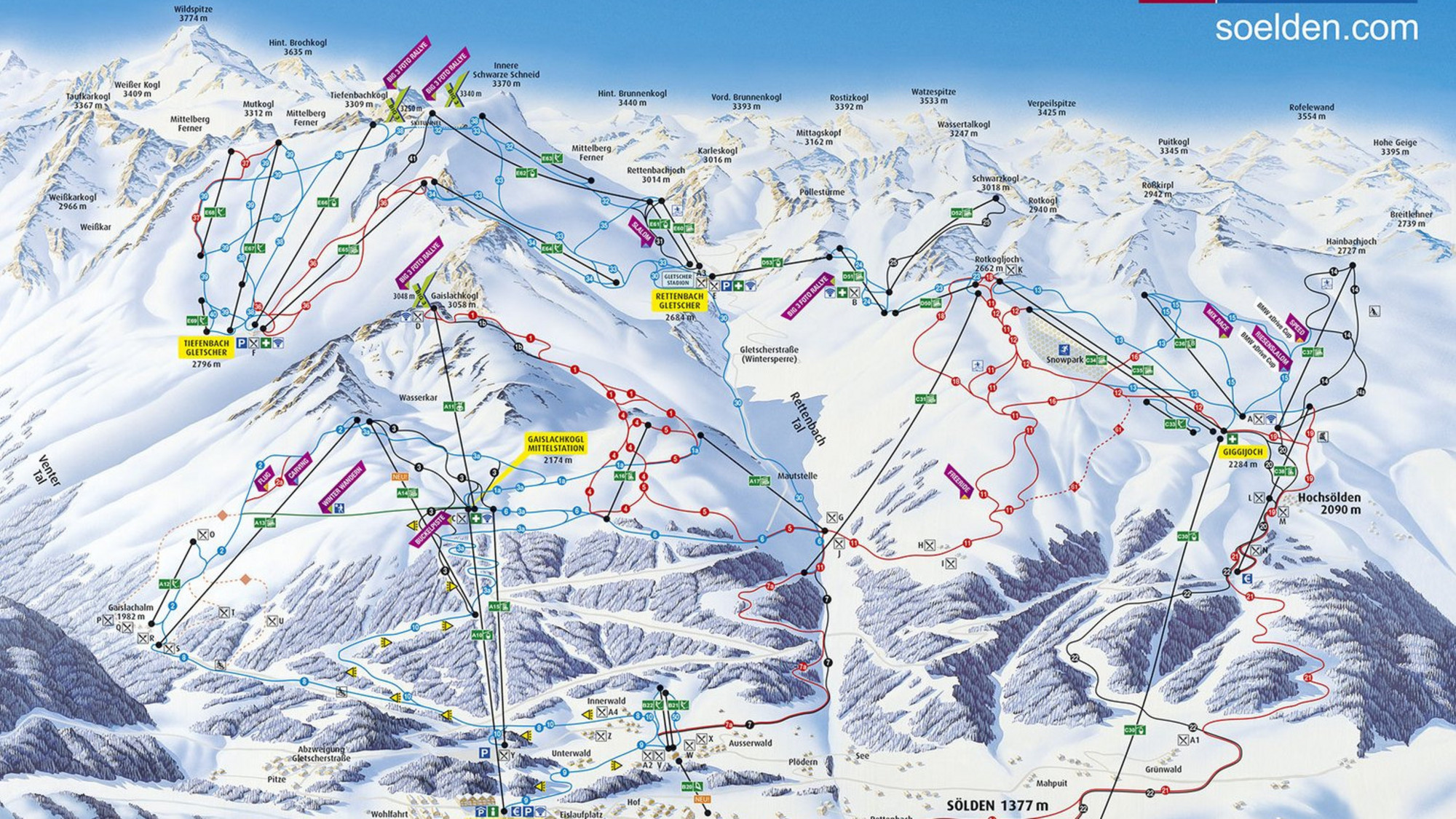 [Translate to Englisch:] Pistenplan Sölden im Ötztal